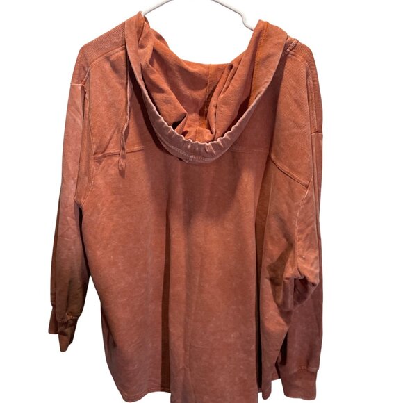 Jane+ Delancey 3X Rust Orange Hooded Pullover Waffle Knit Top - Picture 4 of 4